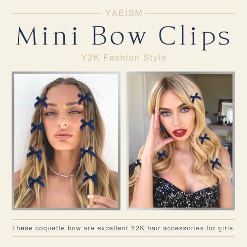 Navy Mini Bow Clips 30PCS Small Hair Bows Satin Bow Hair Clip Y2K Non Slip Bowknot Hair Barrettes for Girls Women - Image 5