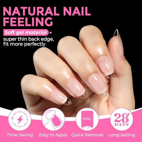 UNA GELLA Short Almond Nail Tips 216PCS X-Soft Gel Fake Nails Extensions - Image 4