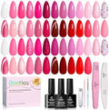 Beetles Pink Gel Polish Set, 25 Colors Red Purple Glitter Love's Prism Soak Off Kit with Base Top Coat& Nail Tools, Salon DIY Manicure Gift for Women by beetlesGelPolish