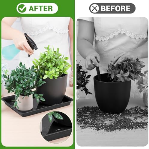 Plant Saucer Tray Rectangular, 13.4×9.4 Inch Durable Plastic Plant Drainage Trays, Plant Pot Drainage Tray for Indoor Outdoor Pots-Fits Planters Up to 12″ Bottom Diameter(Black) - Image 5