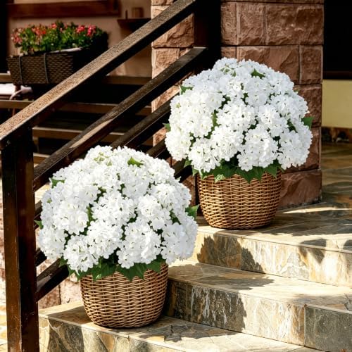 2 Sets Hydrangea Artificial Flowers Potted Outdoor，No Assembly Needed - Image 3
