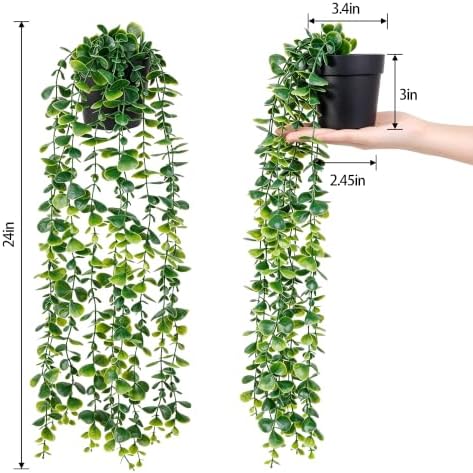 YAYUZEST 2pcs 24" Fake Hanging Eucalyptus Plant for Bathroom Wall Art Decor - Image 2