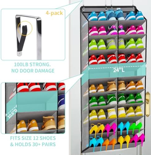 Shoe Rack for Door, Over Door Shoe Organizer for Closet - Image 2