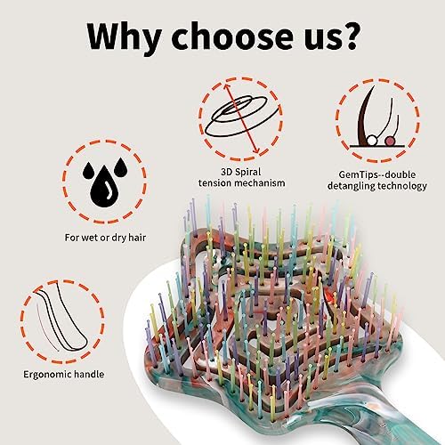 Wet Hair Brush Detangling Hair Brush for Women, Star - Image 3