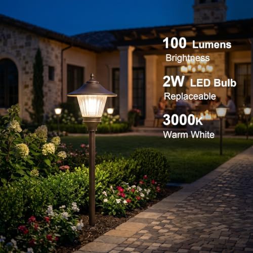 GOODSMANN 2 Pack Low Voltage LED Path Lights 12V AC Bronze Warm White - Image 2