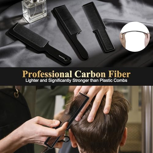 16 PCS Professional Barber Comb Set, Carbon Fiber Combs & Brush - Image 2