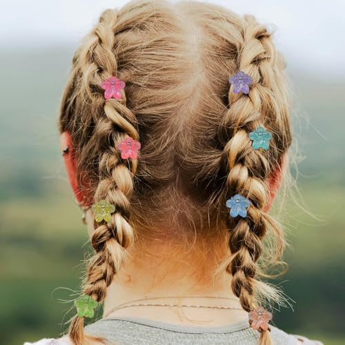 Mini Flower Hair Clip Flower Clips,Colorful Mini Hair Claw,for Women, Girls,Baby, Toddler Bangs Strong Grip Small Tiny Rainbow Hair Clips (50, Glitter) - Image 6