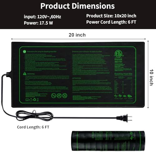 10"x20" Seedling Heat Mat for Seed Starting and Germination - Image 2