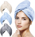 POPCHOSE Microfiber Hair Towel Wrap, 3-Pack, Beige, Grey, Blue by Popularchoicesfromhere