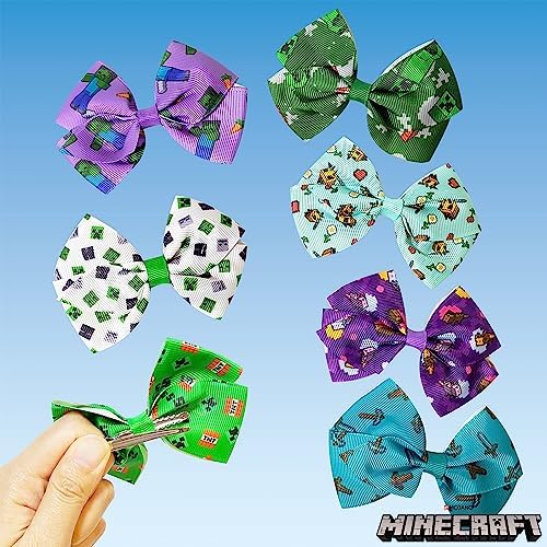 LUV HER Minecraft Kids Hair Bows - 7 Pcs 4 Inch Bundle - Hair Accessories Gift Set - Hair Bows for Kids - Multicolor Hair Clip with Alligator Clip - Ages 3 + - Image 6