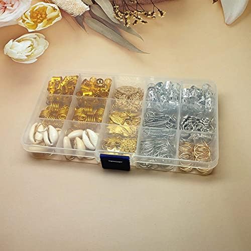 220-Piece Braiding Hair Rings - 15 Styles, Jewelry for Braids, Clips, Pendants, Headbands & Accessories - Image 3