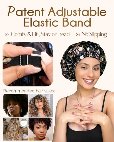 YANIBEST Adjustable Satin Bonnet with No Damage Hair Scrunchie - Image 3