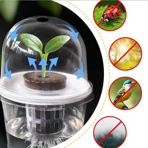 12 Pack Clear Hydroponic Nursery Pots with Humidity Dome for Seed Starting - Image 4