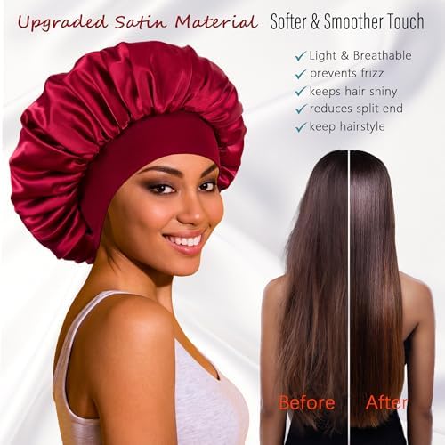 ROYBENS Large Silk Bonnet for Sleeping Women, Sleep Hair Bonnets for Women - Image 3