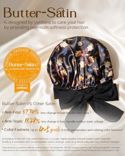 YANIBEST Adjustable Silk Bonnet for Sleeping Women Double Layer Satin Bonnet Reduce Friction Prevent Frizz Curly Hair - Image 2