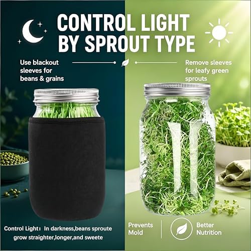 Premium Sprouting Jar Kit 2-Large Wide Mouth Mason Jar with Sprouting Lids - Image 2