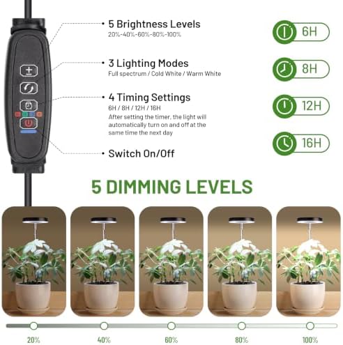 LBW Grow Lights for Indoor Plants, Full Spectrum Halo Grow Light with Base - Image 6