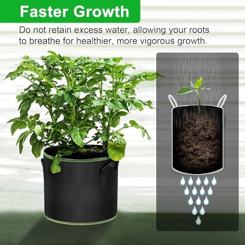 MEKOLIFE 3-Pack 5 Gallon Grow Bags, Nonwoven Planting Bags with Handles - Image 4