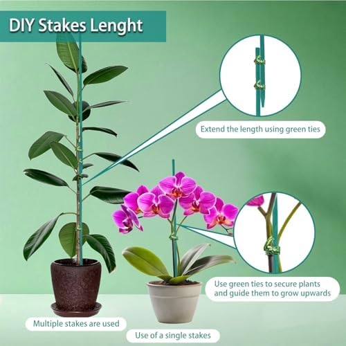 Bamboo Plant Stakes 50PCS,18IN Natural Bamboo Stakes Garden StakesWith Ties - Image 3