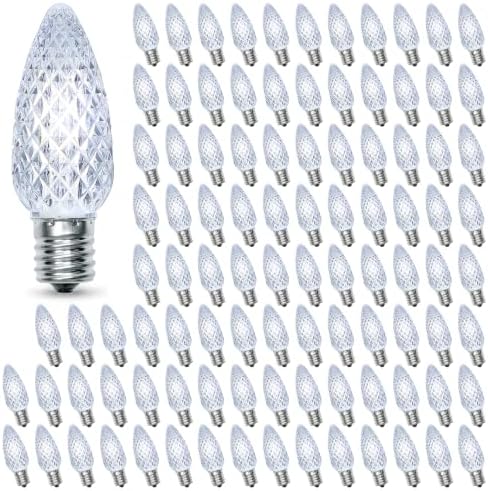 C9 LED Christmas Lights Outdoor Replacement Bulbs Cool White 6500K 100 Pack by AustinCoast
