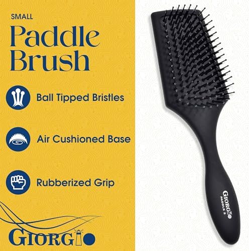 Giorgio Detangling Air Cushion Brush for Men and Women - Small, Ball Tip Tourmaline Bristles, Anti-Static for Hair Styling and Blow Drying - Image 4
