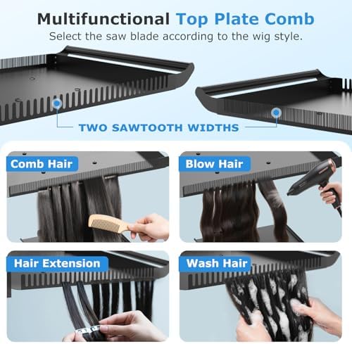 Hairstylist Tray on Wheels, Rolling Salon Tray with Holder and Hair Separator Stand, Salon Trolley Adjustable Tray with Storage Platform Dye Bowls and Tools for Hair Stylist - Image 5