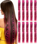 10 Pcs Pink Hair Extensions, Raccoon Tail Striped Hair Accessories 22 Inch by Olldag