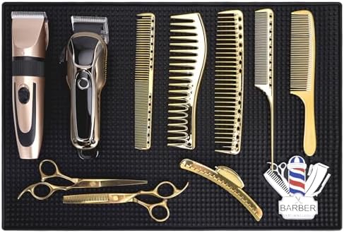 Barber Mat for Clippers Non-Slip Thickened Silicone Non-Slip Mat | Barber Shop Home Counter Workstation Organizer Mat for Scissors, Trimmers, Clippers, Hair Cards, Combs, Razors, etc (17.5 * 12 Inch) - Image 4
