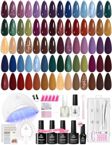 Beetles Gel Nail Polish Kit with U V Light 69PCS 35 Colors Gel Fall Nails by beetlesGelPolish