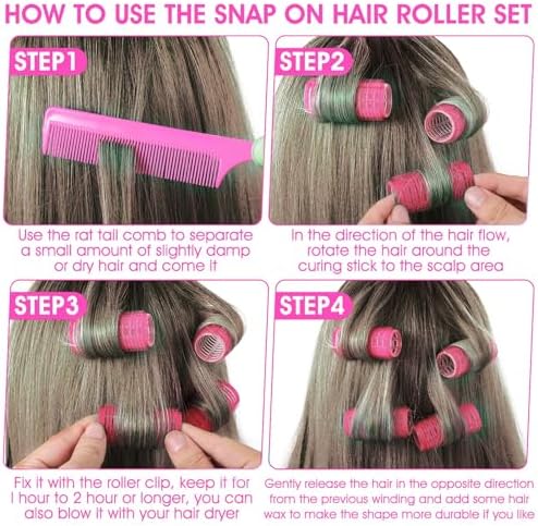 18pcs Self Grip Small Hair Rollers with Rat Tail Comb Plastic Hair Rollers Small Heatless Roller Hair Curlers for Pro Salon Hairdressing and DIY Hairstyles (0.98 X 2.44 Inch) - Image 5