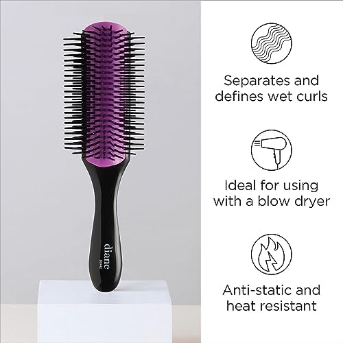 Diane Nylon Pin Styling Hair Brush for Detangling, Separating, Shaping and Defining Wet Thick or Curly Hair, Glides Through Tangles with Ease (Pack of 2) - Image 2