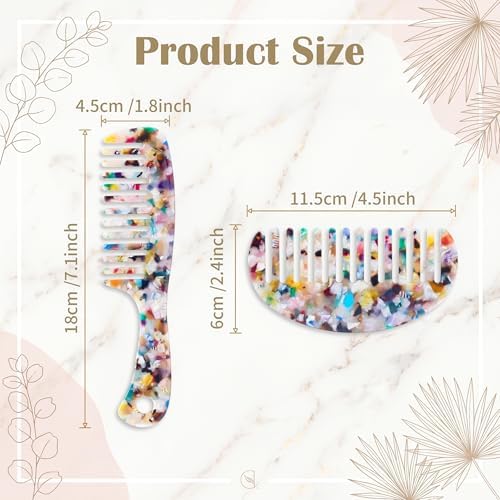 Hair Detangling Comb, 2 Pack Large Cellulose Acetate Wide Tooth Comb - Image 3