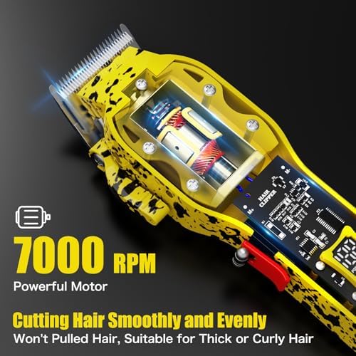 Professional Hair Clippers, Hair Clippers Set for Barber Haircut with LED Display(Yellow) - Image 3