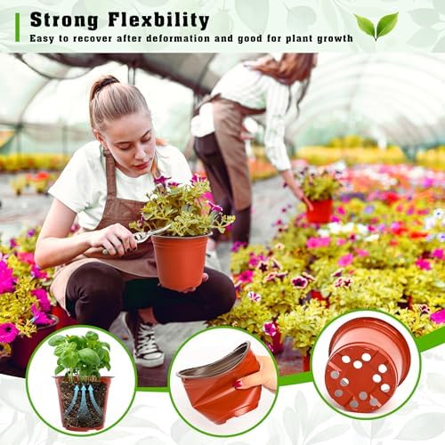 TDHDIKE 6" Plastic Plant Nursery Pots 100Pcs with 100 Labels - Image 5