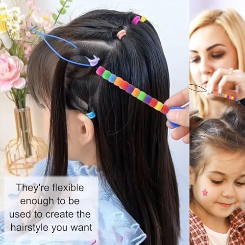 6-Pack Hair Pull Through Tool, Hair Beader for Braids with Colorful Beads, Ponytail Maker Styling Loop - Image 5