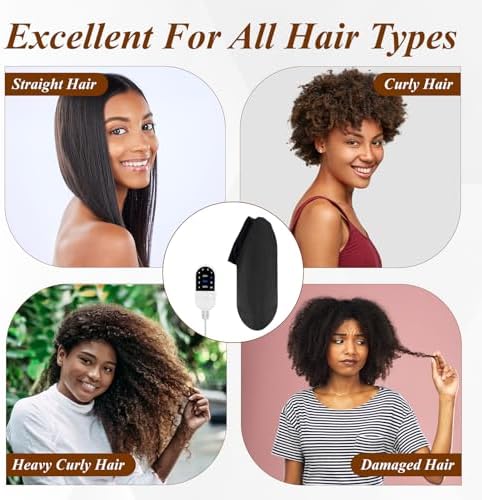 Heated Cap for Deep Conditioning: Upgraded Extra Large 10-Level Fast Heating 3 Time Settings Hair Steamer Cap for Natural Black Hair Portable Thermal Steam Cap for Home Hair Treatment - Deep Black - Image 6