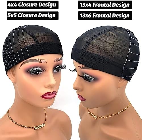 Wig Cap with Guideline Map for Wig Making, Stretchable Mesh Dome Caps with 1 Elastic Band and 4 Wig Combs for Beginners Sewing Wig (Large: 23"-24", 5 * 5 Closure) - Image 5
