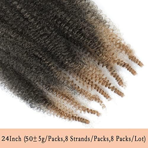 8 Packs 24 Inch Pre-Separated Springy Afro Twist Hair Suitable For Damaged Soft Locs Synthetic Marley Twist Braiding (1B/27, 24 Inch (Pack of 8)) - Image 6