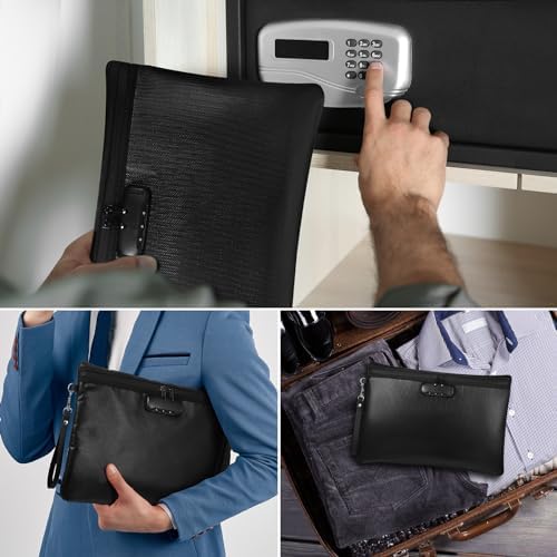Nezyo 2 Pcs Fireproof Document Bag with Lock, Waterproof Money Pouch,Black - Image 6