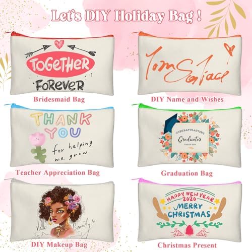 Legigo Blank Canvas Bags Zipper Pouch Makeup Bags Pencil Pouch Bulk - Image 4