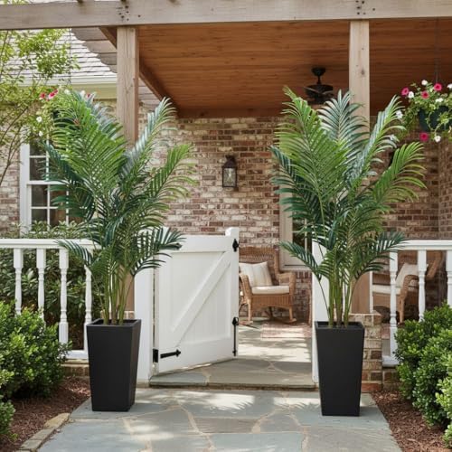 Aveyas 5ft Artificial Palm Tree for Home Decor,5 Feet Faux Plant Fake Silk Tropical Kentia Areca Trees for Indoor Outdoor House Living Room Office Porch Garden(5 ft Tall with Raised Pot)-Set of 2 Pack - Image 3