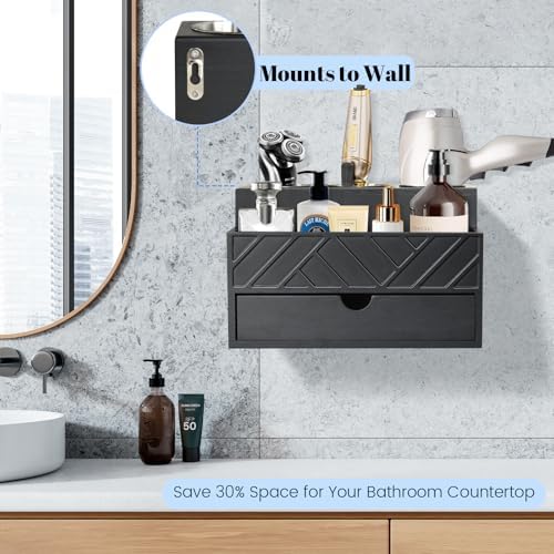 Hair Tool Organizer, Hair Dryer Holder with Drawer, Bathroom Countertop Organizer for Bathroom Accessories, Blow Dryer Organizer for Hair Styling Tools, Vanity Organizer for Bathroom, Vanity, Kitchen - Image 4