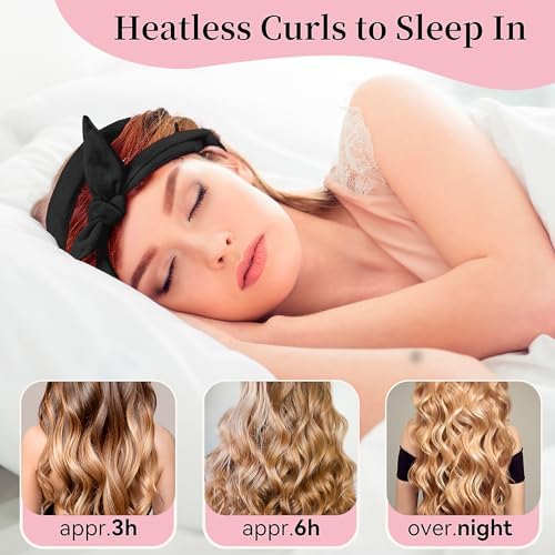 Flylipu Heatless Curling Rod Headband, Upgraded 60" Extra Long Soft Hair Curlers to Sleep In, No Heat Curls for Girls Long Hair Medium Hair (Black) - Image 4