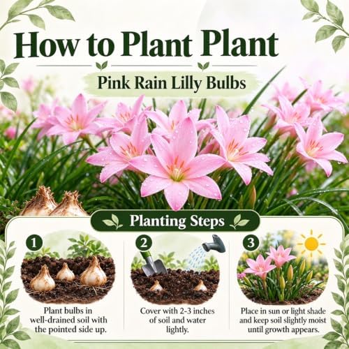 Rain Lily Bulbs, Zephyranthes, Decorative Perennial Flower Bulbs for Home, Landscape & Garden Ornament, Easy to Grow，E：15Bulbs - Image 2