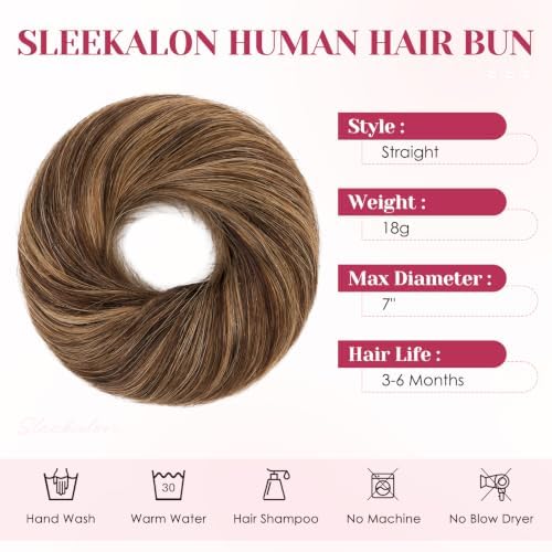 Messy Bun Hair Pieces Human Hair, Straight #2RP6R - Image 3