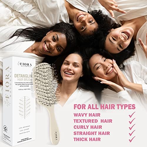 Fiora Naturals Detangler Brush for Wet and Dry Hair, Soft Detangling Brush - Image 6