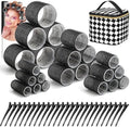 50Pcs Rollers Hair Curlers Self Grip Hair Rollers Set with 24Pcs Hair Rollers in 4 Sizes, 24 Pcs Clips and Cosmetic Bag for Blowout Look Long Medium Thick Hair Volume by Tidponra
