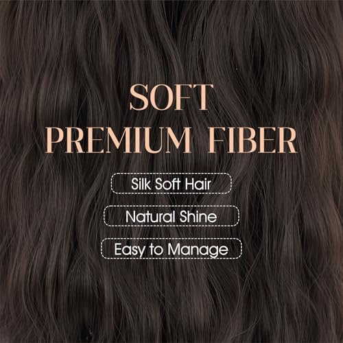 Rich Choices Hat Wigs for Women,Olive Green Baseball Cap with Hair Extensions for Women,Caps with Wavy Curly Synthetic Long Hair Attached Adjustable Baseball Cap Wig 18 Inch Dark Brown Hair - Image 3