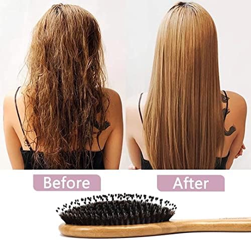 Hair Brush Comb Set Boar Bristle Hairbrush for Curly Thick Long Fine Dry Wet Hair,Best Travel Bamboo Paddle Detangler Detangling Hair Brushes for Women Men Kids Adding Shine Smoothing Hair - Image 3