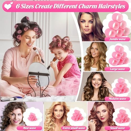 6 Size Hair Rollers for Women, 62 Pcs Rollers Hair Curlers - Image 6